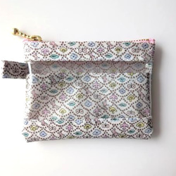 仕切り付きxxs-3（カードサイズ）　リバティラミ　フォレストウェーブ　クリアポーチ　♡ミナ ペルホネンとのコラボレーシ 2枚目の画像