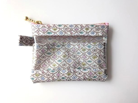 仕切り付きxxs-3（カードサイズ）　リバティラミ　フォレストウェーブ　クリアポーチ　♡ミナ ペルホネンとのコラボレーシ 2枚目の画像