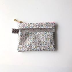 仕切り付きxxs-3（カードサイズ）　リバティラミ　フォレストウェーブ　クリアポーチ　♡ミナ ペルホネンとのコラボレーシ 1枚目の画像