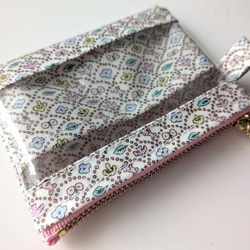 仕切り付きxxs-3（カードサイズ）　リバティラミ　フォレストウェーブ　クリアポーチ　♡ミナ ペルホネンとのコラボレーシ 5枚目の画像