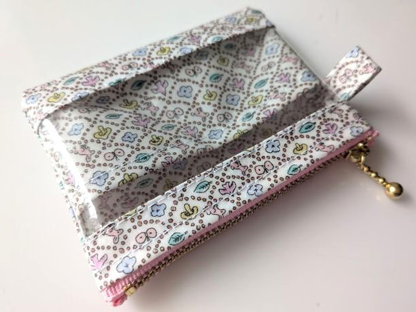 仕切り付きxxs-3（カードサイズ）　リバティラミ　フォレストウェーブ　クリアポーチ　♡ミナ ペルホネンとのコラボレーシ 5枚目の画像