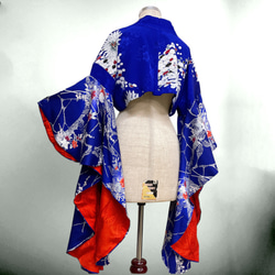 アンティーク パープル ドレープ袖 ミニ羽織 着物リメイク コスプレ 衣装 和楽器 紫 N71104 2枚目の画像