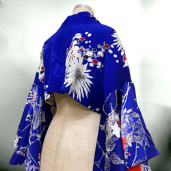 アンティーク パープル ドレープ袖 ミニ羽織 着物リメイク コスプレ 衣装 和楽器 紫 N71104 9枚目の画像