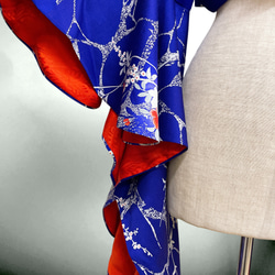 アンティーク パープル ドレープ袖 ミニ羽織 着物リメイク コスプレ 衣装 和楽器 紫 N71104 4枚目の画像