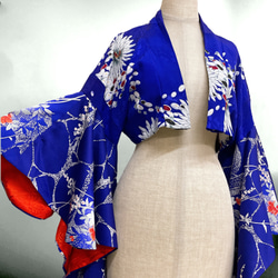 アンティーク パープル ドレープ袖 ミニ羽織 着物リメイク コスプレ 衣装 和楽器 紫 N71104 5枚目の画像