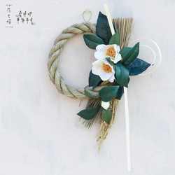 白い椿のしめ縄リース♡ハンドメイド♡メルカリ便発送♡お正月飾り2025