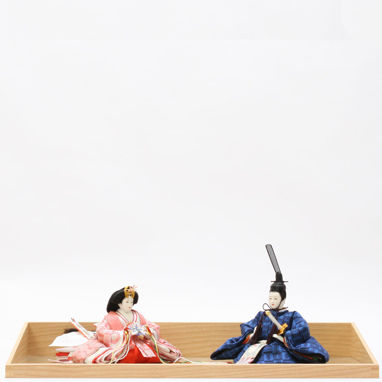 雛人形｜ひな人形｜初節句｜コンパクト｜おしゃれ｜モダン｜インテリア｜衣装着親王飾り　正絹博多織　献上キューブ青桃