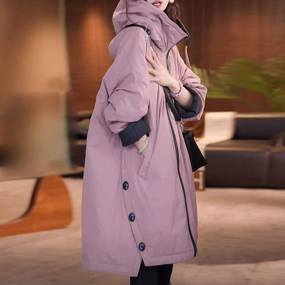 カーディガン トレーナー コート ジャケット 裏起毛 秋冬黒ふわふわ裏起毛ニットフード付きロングコート 受注制作 通勤