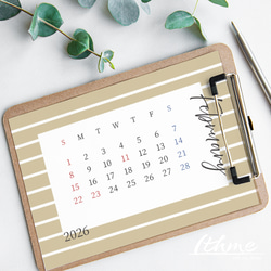 2026年 カレンダー 12か月分 / striped ★ ダウンロード【データ販売 A4 はがき L判 印刷 】 7枚目の画像