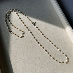 Perla parva✴︎小粒淡水パールロングネックレス✴︎ブレスレットとネックレスに分けても使える2way仕様 6枚目の画像