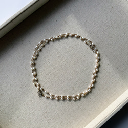 Perla parva✴︎小粒淡水パールロングネックレス✴︎ブレスレットとネックレスに分けても使える2way仕様 4枚目の画像