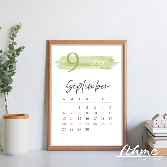 2026年 カレンダー 12か月分 / 12colors ★ ダウンロード【データ販売 A4 はがき L判 デジタル 】 4枚目の画像