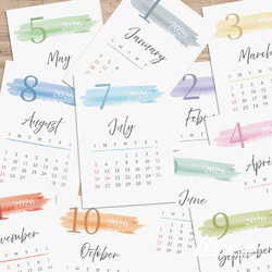 2026年 カレンダー 12か月分 / 12colors ★ ダウンロード【データ販売 A4 はがき L判 デジタル 】 3枚目の画像