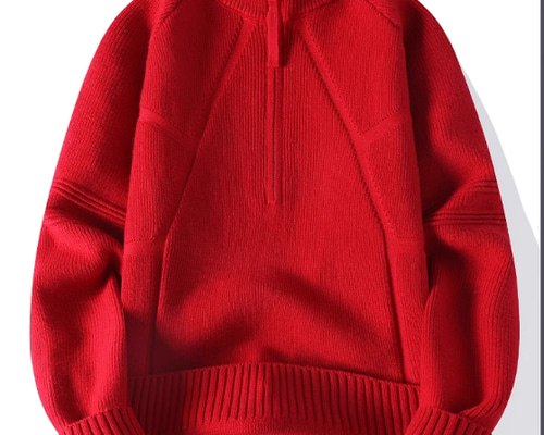 赤のセーター秋冬ハーフハイジップニットカーディガンハーフ100枚