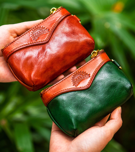 ハンドメイドのトップグレイン牛革カードホルダー、アンティークオーガナイザー、小銭入れ