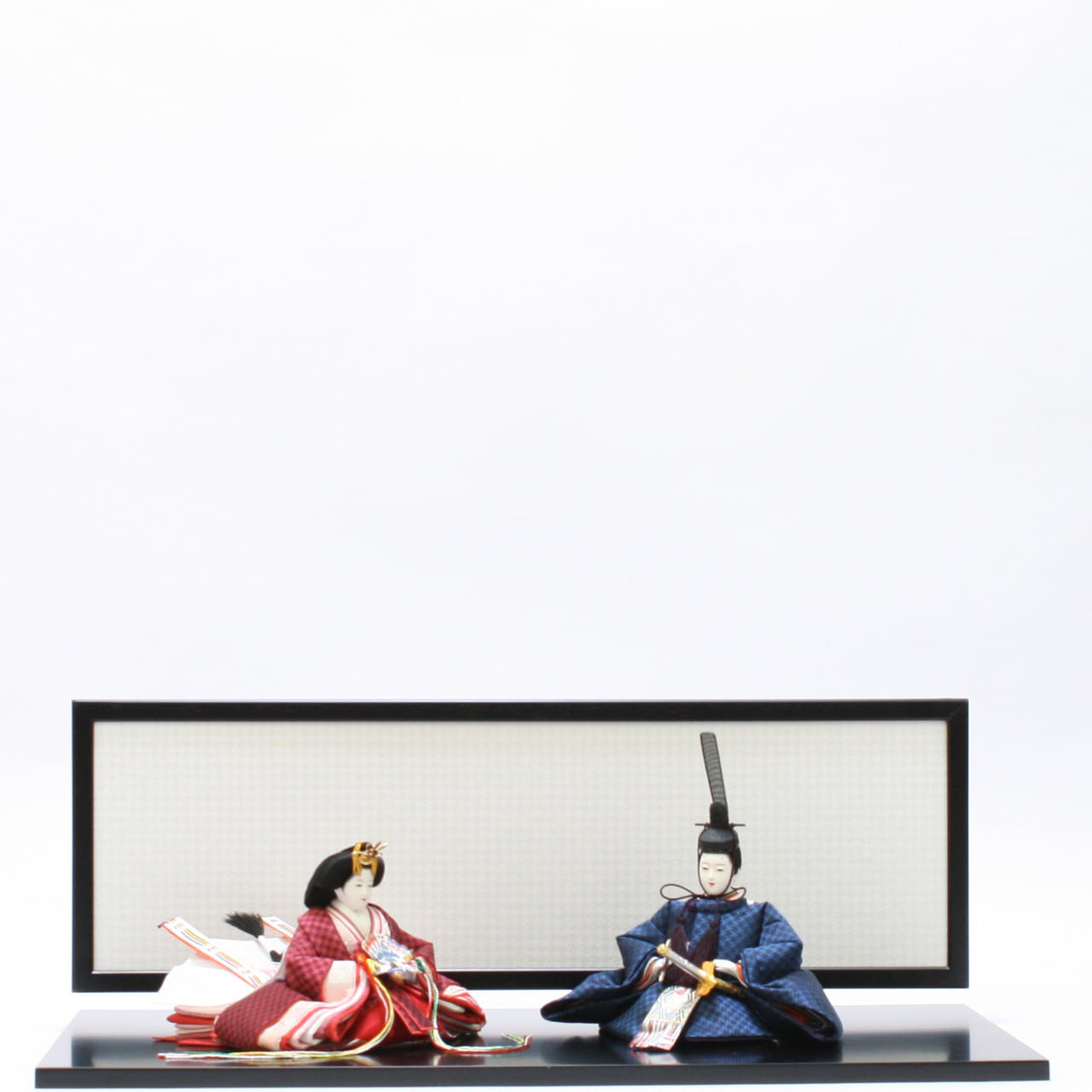 雛人形｜ひな人形｜初節句｜コンパクト｜おしゃれ｜インテリア 衣装着親王飾り　正絹博多織　千鳥　紺赤