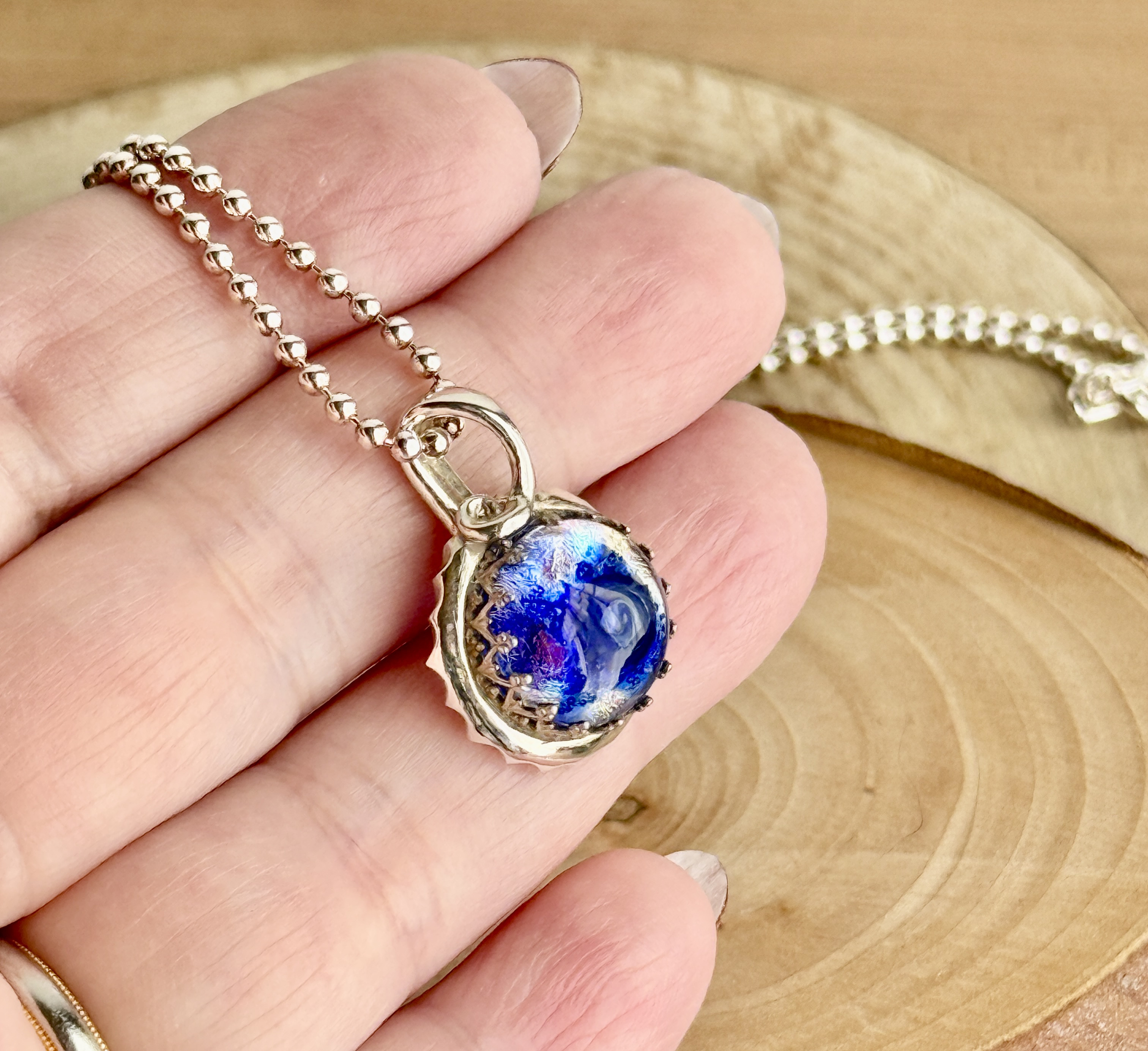 【純銀ピュアシルバーSV999】ガラスネックレス