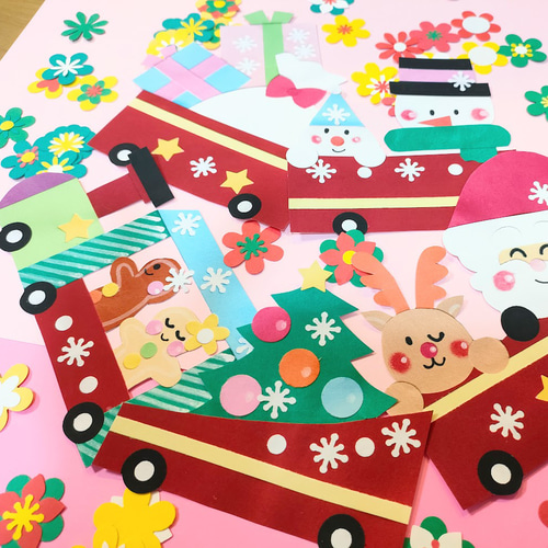 ラミネート可 かわいい クリスマス 機関車 壁面 アルバム 飾り
