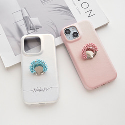 スマホケース 【 まるっと ビーズ スマホリング付き 名入れ 】 スマホショルダー スマホスタンド パーツ付 BE21U 17枚目の画像