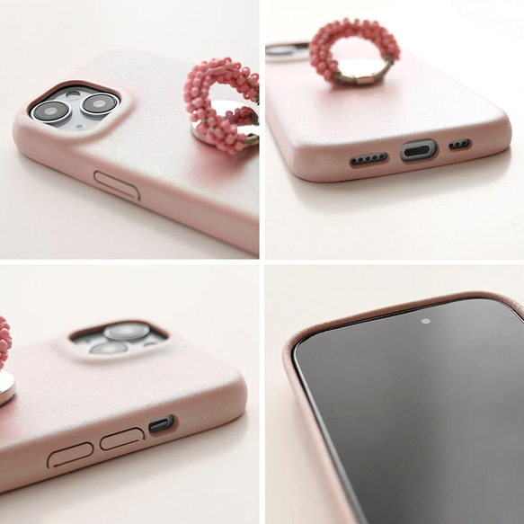 スマホケース 【 まるっと ビーズ スマホリング付き 名入れ 】 スマホショルダー スマホスタンド パーツ付 BE21U 4枚目の画像