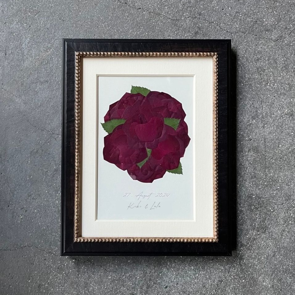 《赤バラ専用》【アフターブーケ ＜Jaka ジャカ＞】生花ブーケを「押し花＆額装」してお届けします