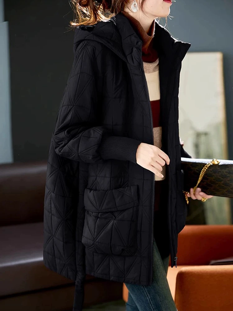 2025年ストレートホワイトカモフラ牛角ボタン ダウンジャケット女性中長期大毛襟厚手冬ファッションコート 高級感 旅行