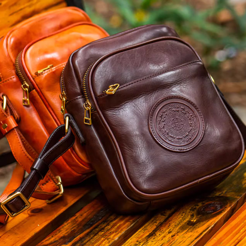 ハンドメイドのトップグレイン牛革ショルダーバッグ、カジュアルな本革