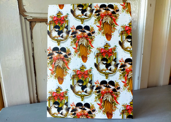 U.S.A. ヴィンテージ包装紙【コーンスワッグと小鳥達】DA-WP094 2枚目の画像