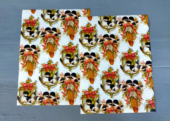 U.S.A. ヴィンテージ包装紙【コーンスワッグと小鳥達】DA-WP094 5枚目の画像