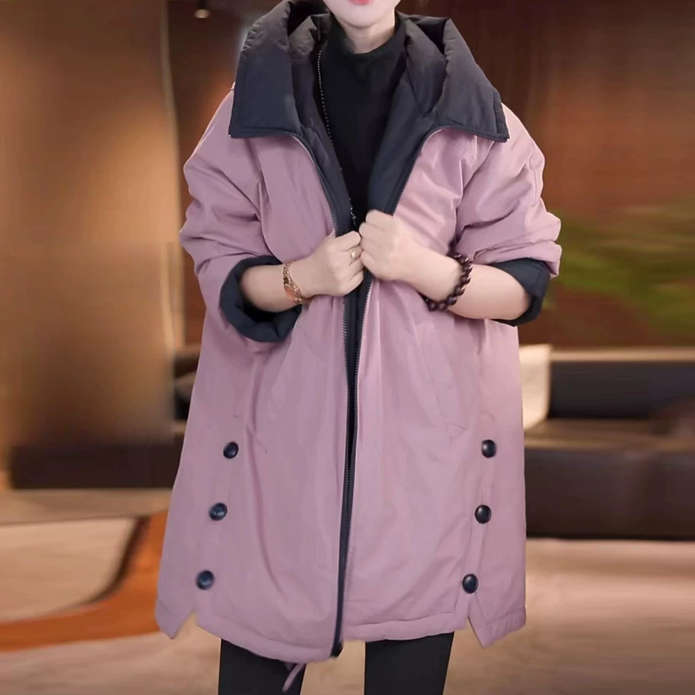 カーディガン トレーナー コート ジャケット 裏起毛 秋冬黒ふわふわ裏起毛ニットフード付きロングコート 受注制作 通勤