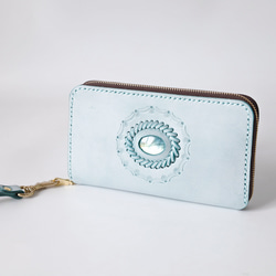 【限定価格】大容量牛革手作りファスナー長財布トラベルケース 女性財布　手染め / 総手縫い 3枚目の画像