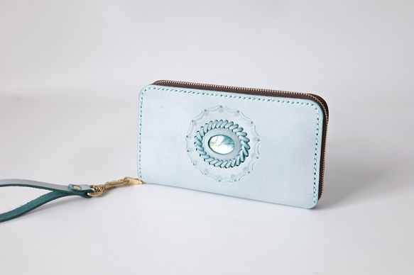 【限定価格】大容量牛革手作りファスナー長財布トラベルケース 女性財布　手染め / 総手縫い 3枚目の画像