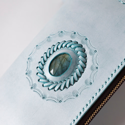 【限定価格】大容量牛革手作りファスナー長財布トラベルケース 女性財布　手染め / 総手縫い 5枚目の画像