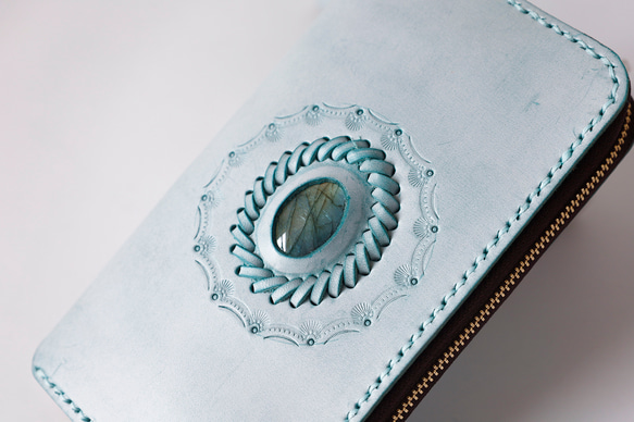 【限定価格】大容量牛革手作りファスナー長財布トラベルケース 女性財布　手染め / 総手縫い 5枚目の画像