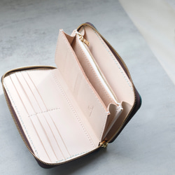 【限定価格】大容量牛革手作りファスナー長財布トラベルケース 女性財布　手染め / 総手縫い 9枚目の画像