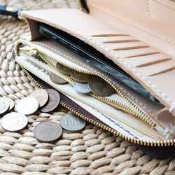 【限定価格】大容量牛革手作りファスナー長財布トラベルケース 女性財布　手染め / 総手縫い 15枚目の画像