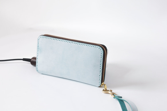 【限定価格】大容量牛革手作りファスナー長財布トラベルケース 女性財布　手染め / 総手縫い 7枚目の画像