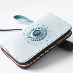 【限定価格】大容量牛革手作りファスナー長財布トラベルケース 女性財布　手染め / 総手縫い 6枚目の画像