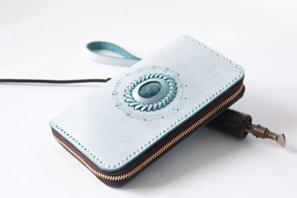 【限定価格】大容量牛革手作りファスナー長財布トラベルケース 女性財布　手染め / 総手縫い 6枚目の画像