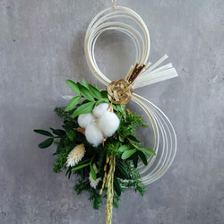 new!!IHoliday Ornament mini white【ラタン・国産ピスタチオ・綿】お正月飾り2026仕様 7枚目の画像