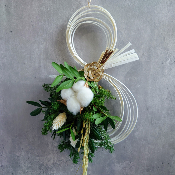 new!!IHoliday Ornament mini white【ラタン・国産ピスタチオ・綿】お正月飾り2026仕様 7枚目の画像