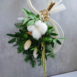 new!!IHoliday Ornament mini white【ラタン・国産ピスタチオ・綿】お正月飾り2026仕様 8枚目の画像