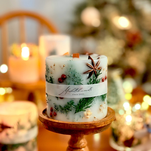 ボタニカルキャンドル　クリスマスキャンドル 木芯キャンドル クリスマスボタニカルキャンドル（木芯） キャンドル・キャンドル