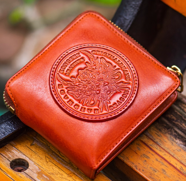 メンズ二つ折り財布 ハンドメイドの折りたたみ財布、ショートレザーウォレット/カードホルダー、