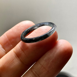 L15-01 細身 氷種 16.5号 黒翡翠 グアテマラ産 A貨 本翡翠 くりぬき リング 6枚目の画像