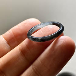 L15-01 細身 氷種 16.5号 黒翡翠 グアテマラ産 A貨 本翡翠 くりぬき リング 4枚目の画像