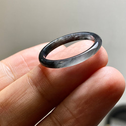 L15-01 細身 氷種 16.5号 黒翡翠 グアテマラ産 A貨 本翡翠 くりぬき リング 2枚目の画像