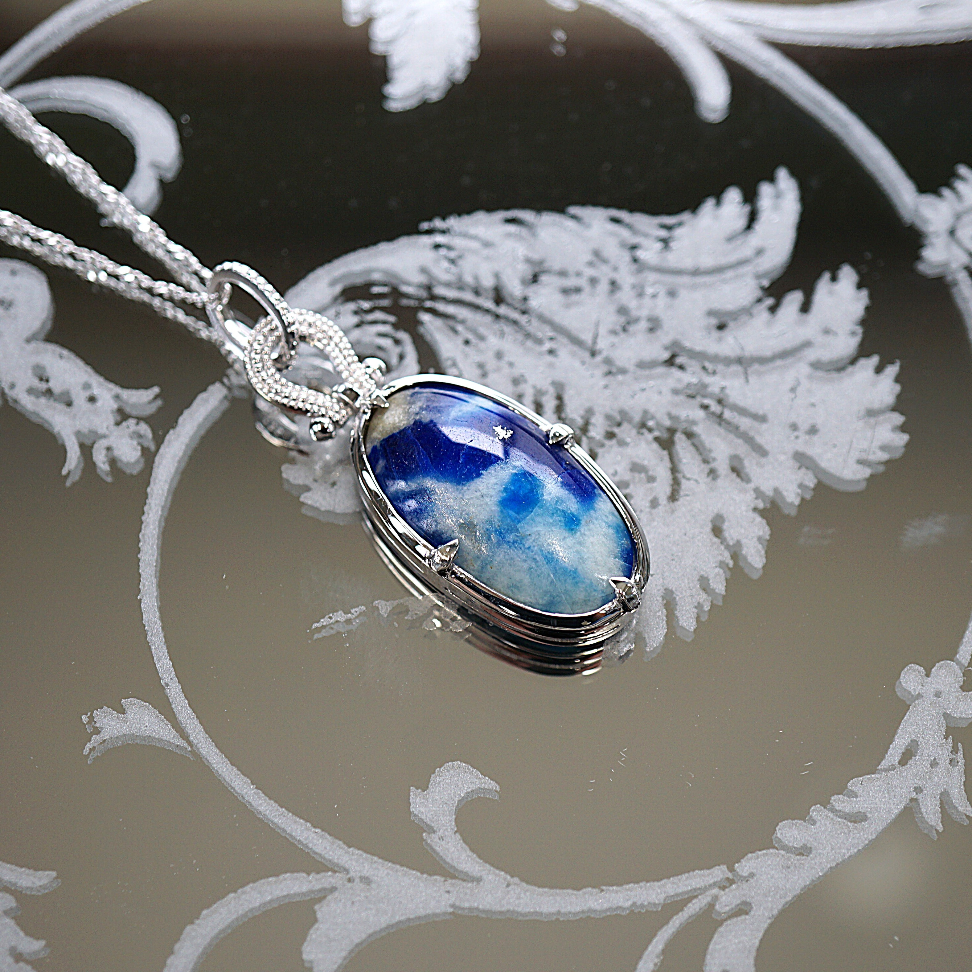 SV　青空の輝き　オーバルカボション　アフガナイト　ペンダント＜ヘッドのみ＞