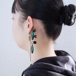 耳鉤「領養」虎眼石貝殼侯爵瑪瑙大號耳鉤 第5張的照片