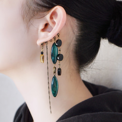 耳鉤「領養」虎眼石貝殼侯爵瑪瑙大號耳鉤 第4張的照片